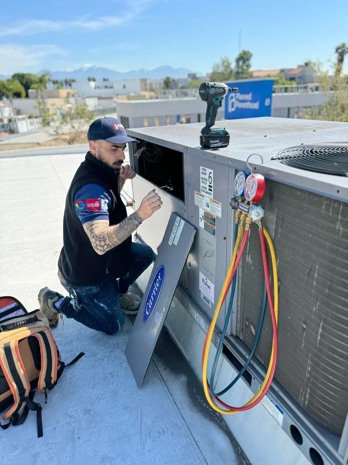 air conditioning equipment checked during a no-cooling service call, real company service photo 3