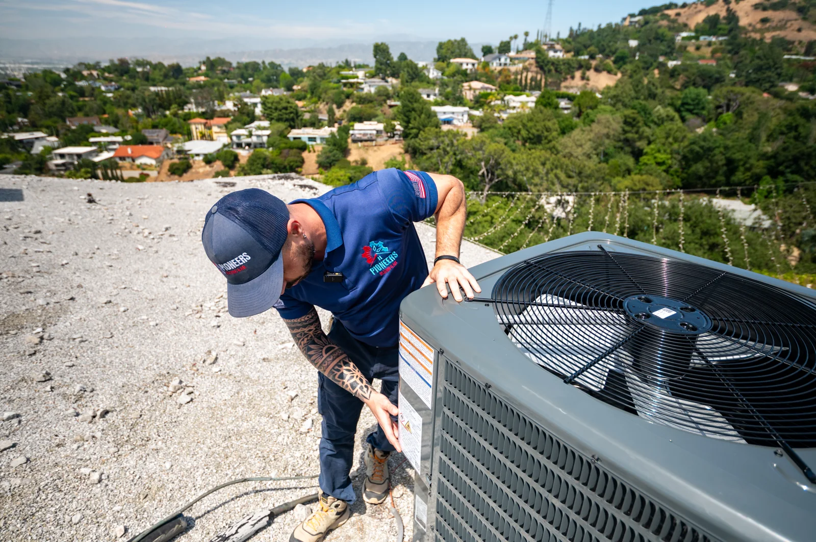 outdoor air conditioning components cleaned and inspected by a technician, real company service photo 3
